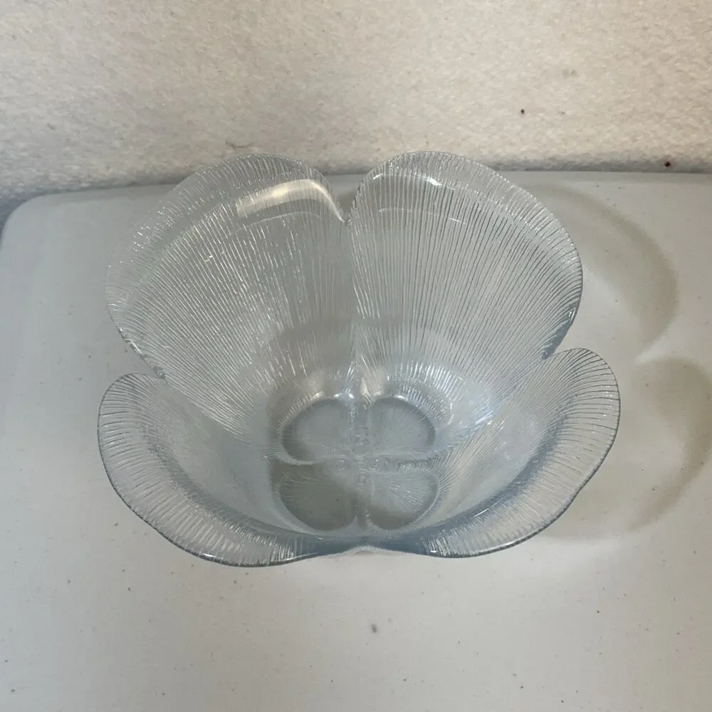 Holmegaard Garni Bowl Flower Petal Clear Glass Danish Serving Dish Copenhagen
